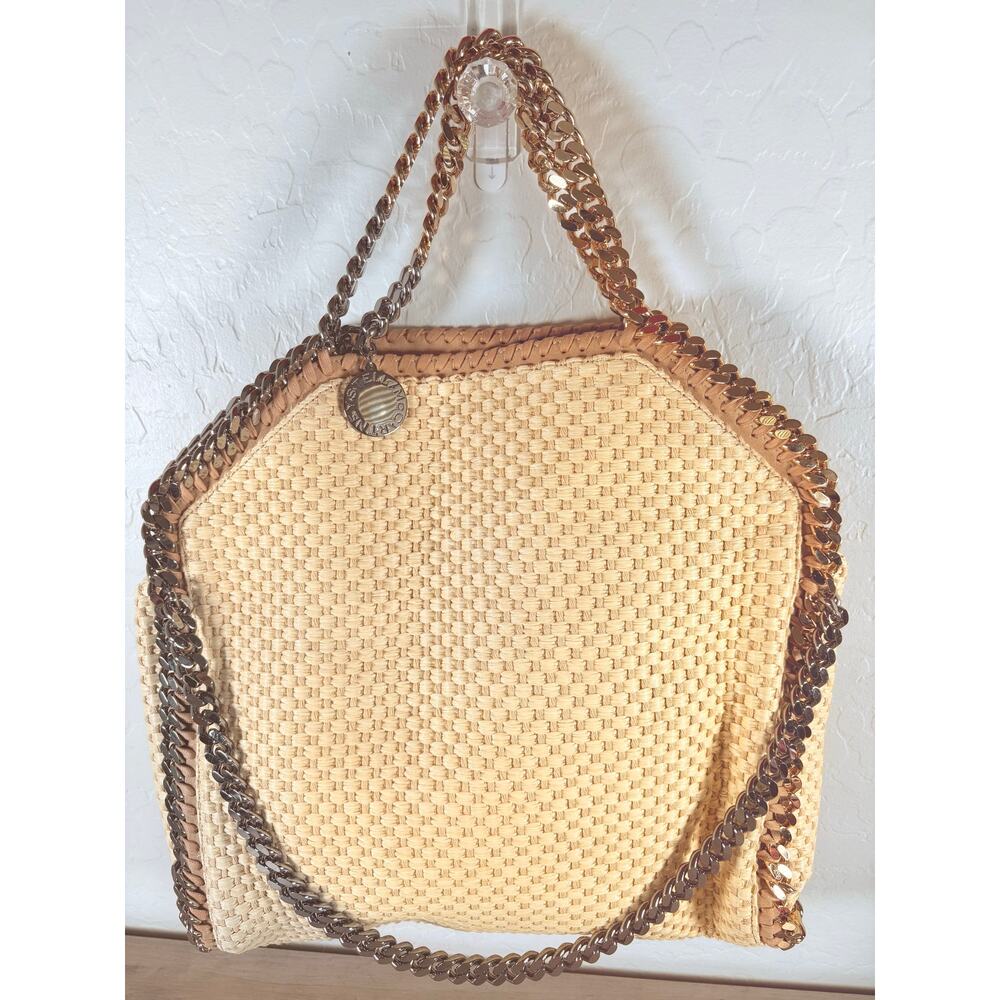 Stella McCartney 3 Triple chain Tote Eco Woven Raffia XL Bag Purse - Picture 3 of 11